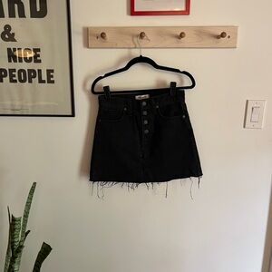 Madewell Rigid A-line Black Button-Front Denim Mini Skirt